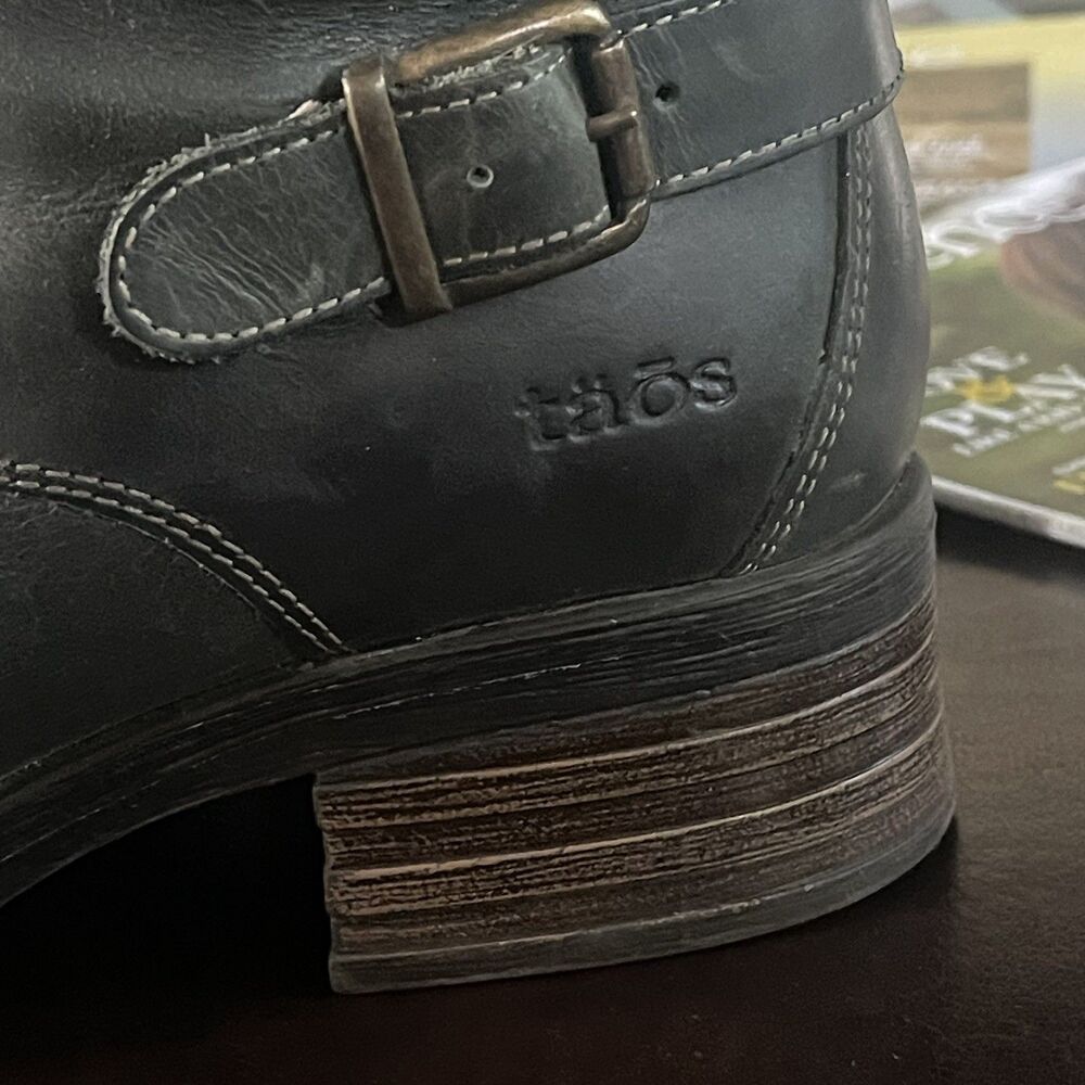 Taos Crave Green Leather Urban Combat Boots Round Toe 41/ US 10-10.5 - Picture 9 of 12